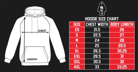 Hoodie Sizing Chart Us