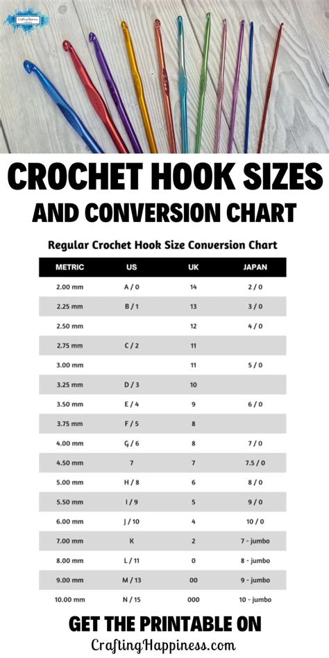 Hook Size Chart Crochet