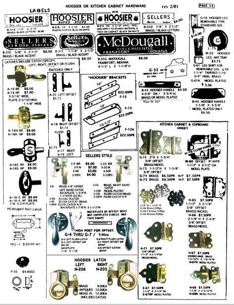 Hoosier Cabinet Parts Catalog