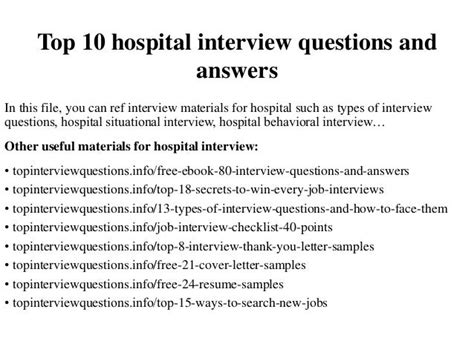 Hospital Job Interview Questions Answers Epub