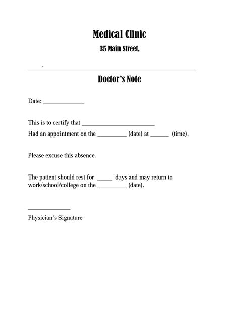 Hospital Note Template