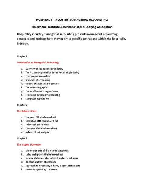 Hospitality Industry Managerial Accounting Homework Answer Key Epub