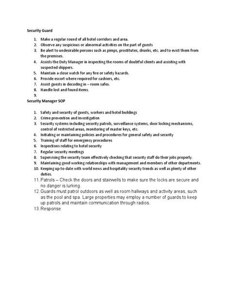 Hotel security sop Kindle Editon