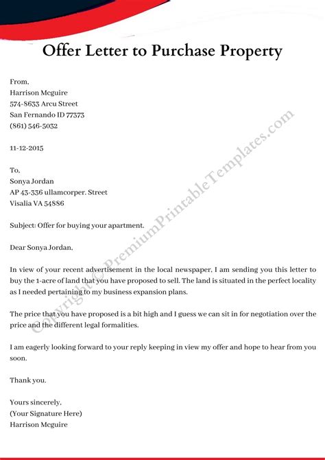 House Purchase Offer Letter Template