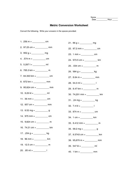 Household Conversion Problems With Answer Key PDF