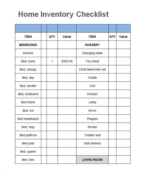 Household Inventory Template