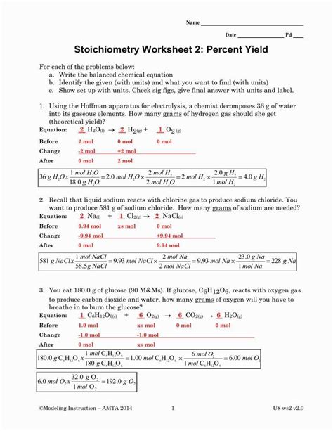 How Do You Solve Stoichiometry Worksheet 1 Answers Reader