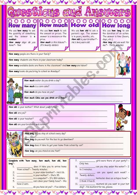 How Much Many Questions And Answers Printable Epub