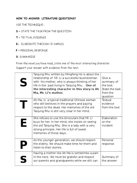 How To Answer English Literature Questions Poetry Doc