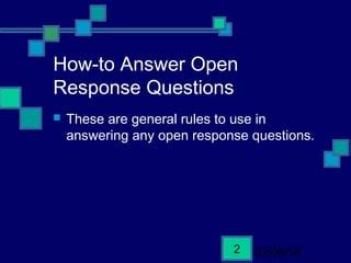 How To Answer Open Response Epub