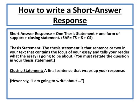 How To Do A Short Answer Response Reader