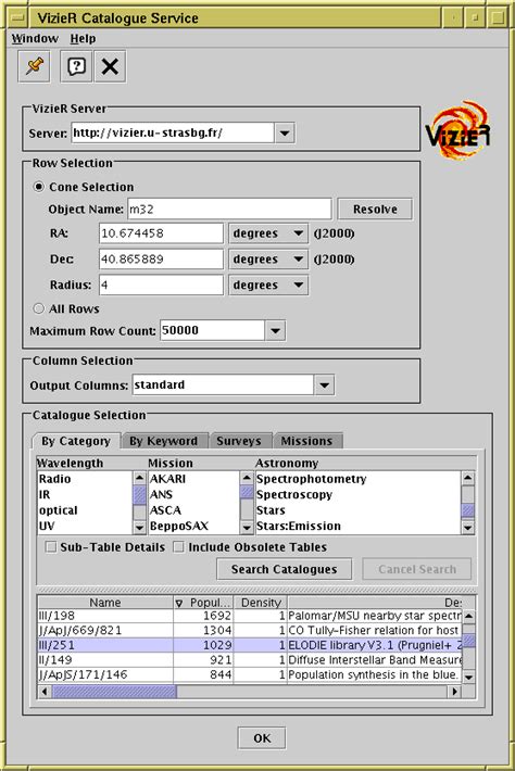 How To Query Vizier For Entire Catalog