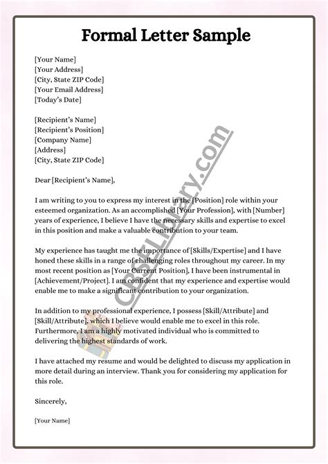 How To Write A Formal Letter Template