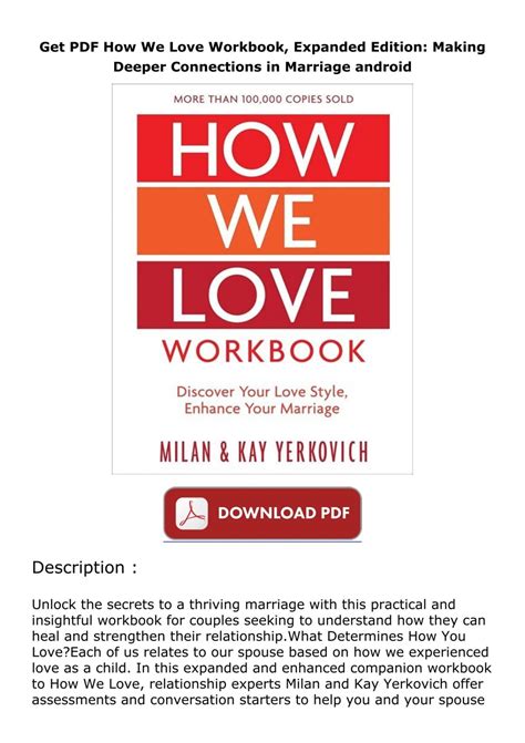 How We Love Workbook Expanded Edition Making Deeper Connections in Marriage Doc