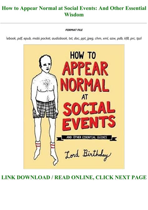 How to Appear Normal at Social Events And Other Essential Wisdom Epub