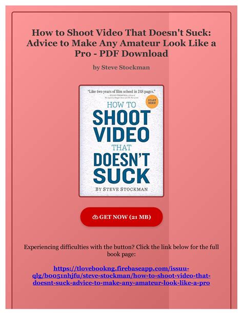 How to Shoot Great Video Advice to Make Any Amateur Look Like a Pro Epub