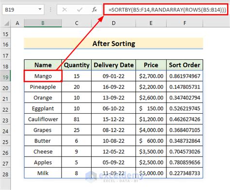 How to Sort Randomly in Excel