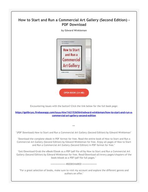 How to Start and Run a Commercial Art Gallery (How to Start & Run a) Epub