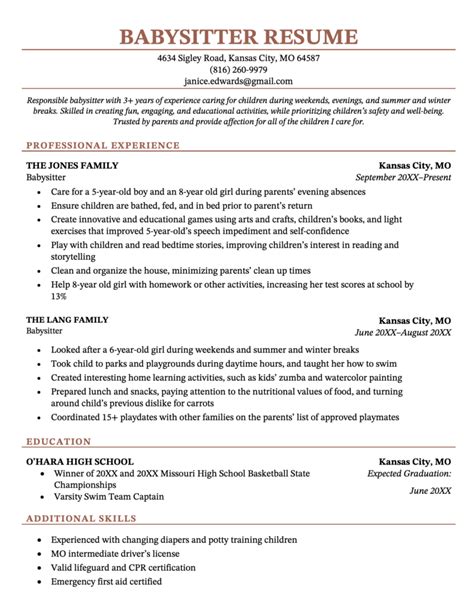 How to Write Babysitting on a Resume: A Comprehensive Guide