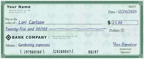 How to Write a 25 Dollar Check