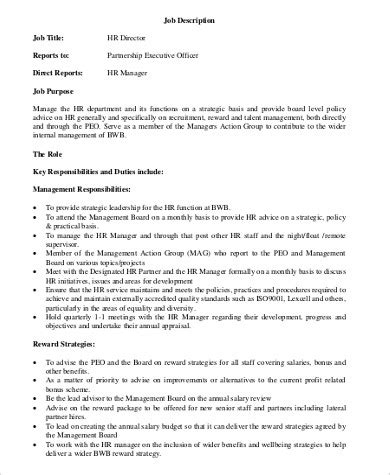 Hr Director Job Description Template