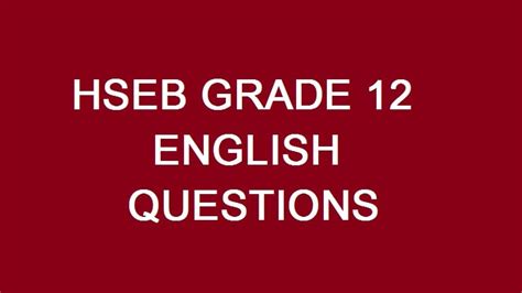 Hseb Answers English 12 Kindle Editon