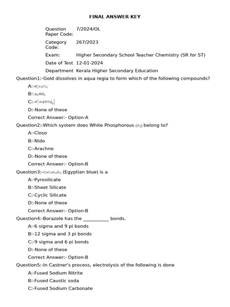 Hsst Chemistry 2013 Answer Key Reader