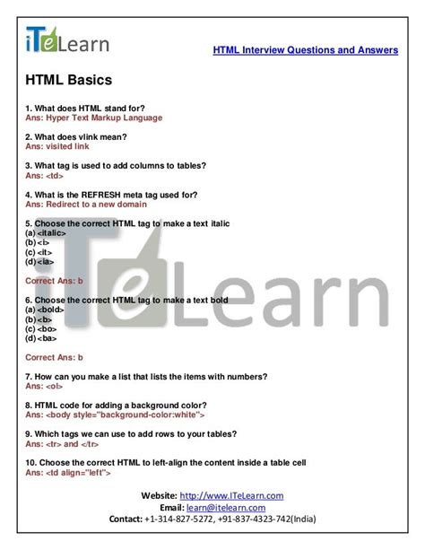 Html 5 Questions And Answers Doc