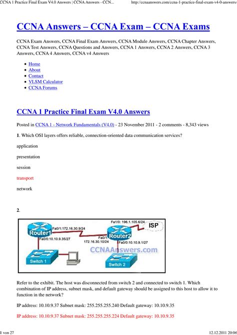 Http Ccnaanswers Com Ccna 3 Final Exam V4 0 Answers Kindle Editon