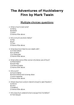 Huckleberry Finn Practice Multiple Choice Questions Answers Reader