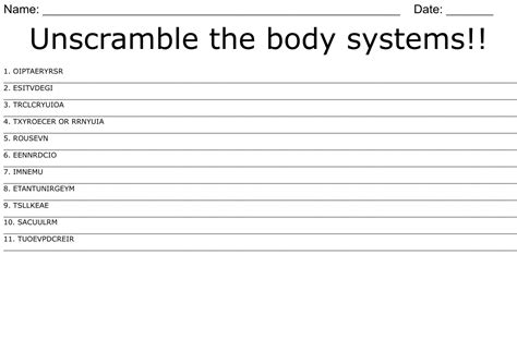 Human Body Systems Answer Unscramble The Words Epub