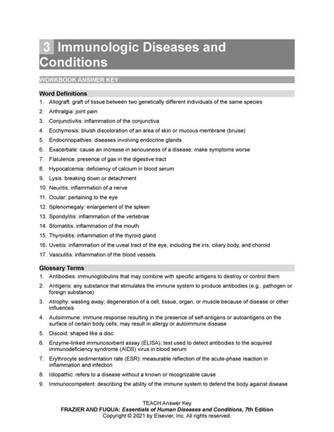 Human Diseases And Conditions Chapter 3 Workbook Answer Key Kindle Editon