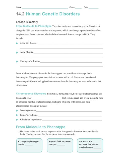 Human Genetic Disorder Sheet Answer Key Epub