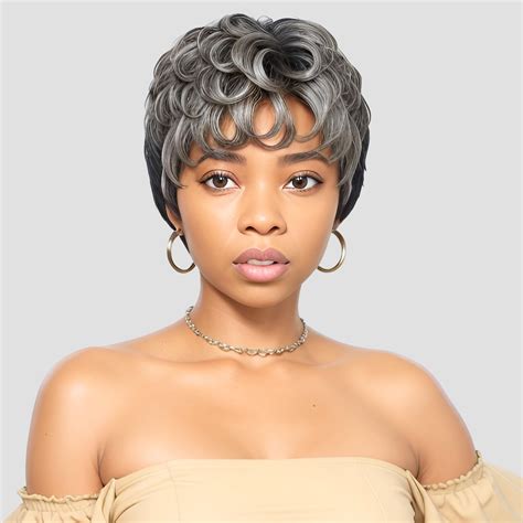 Human Hair Pixie Wigs For African American Kinky 4" Monofilament Wigs