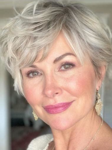 Human Hair Short Pixie Wigs Grey 6" Wigs