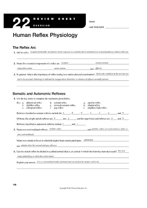 Human Reflex Physiology Lab Answers Exercise 22 Ebook PDF