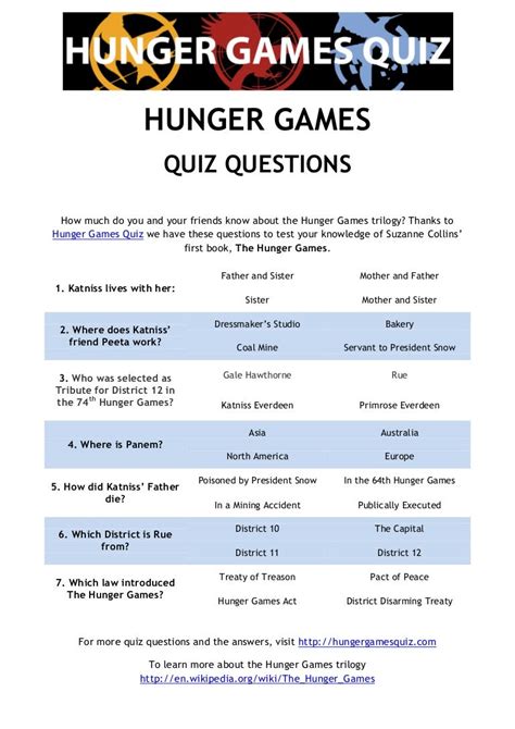 Hunger Games Quiz Questions And Answers Reader