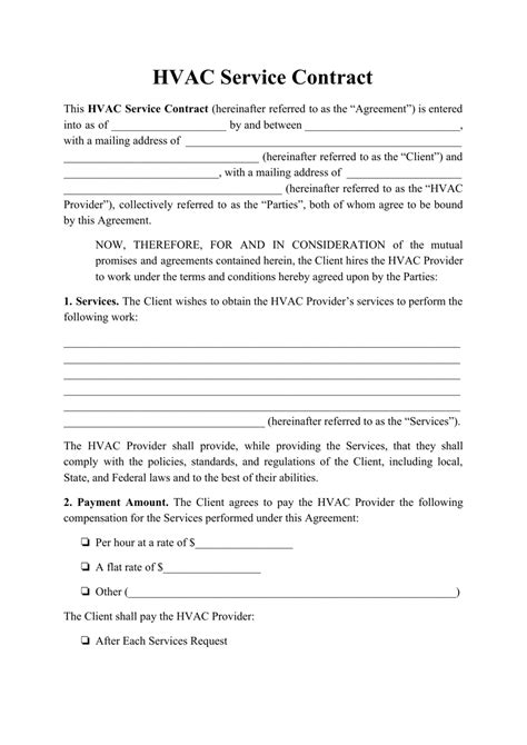 Hvac Contract Template