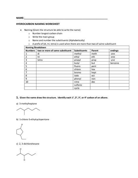 Hydrocarbon Worksheets With Answer Keys Reader