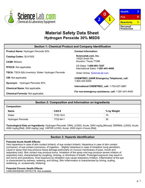 Hydrogen Peroxide Safety Data Sheet: A Comprehensive Guide