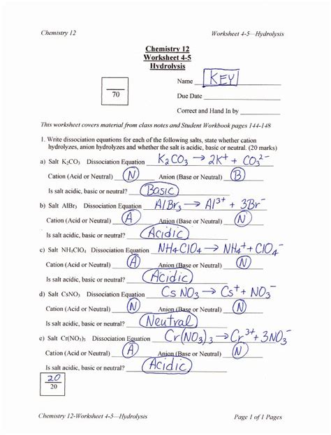 Hydrolysis Of Salts Worksheet Answers Kindle Editon