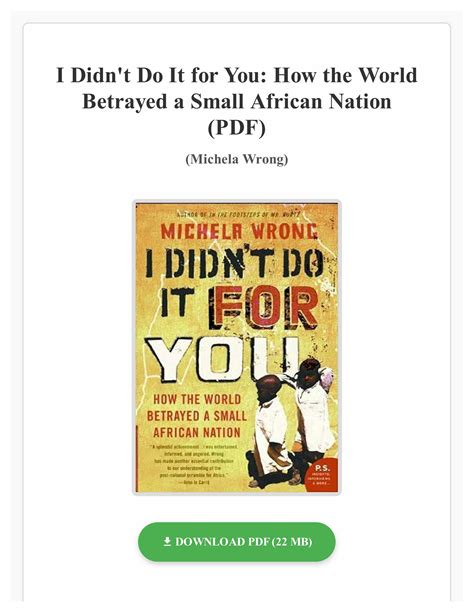 I Didn t Do It for You How the World Betrayed a Small African Nation Reader