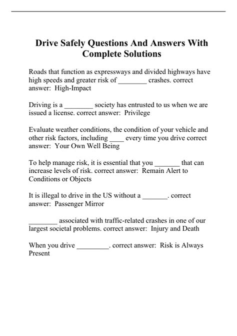 I Drive Safely Answers Unit 1 Reader