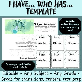 I Have Who Has Template