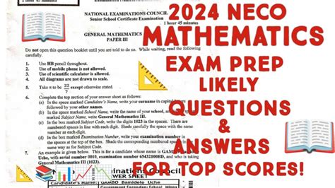 I Need 2014 Neco Mathematics Answer PDF