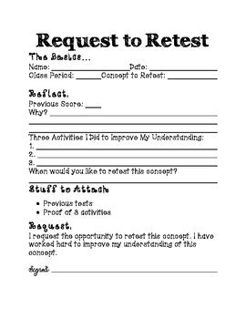 I Would Like to Request a Retest Second Test