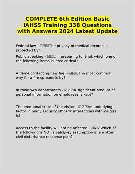 IAHSS SAMPLE TEST Ebook Doc