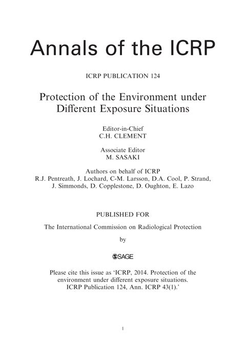 ICRP Publication 124 Protection of the Environment under Different Exposure Situations Doc