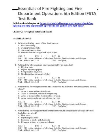 IFSTA ESSENTIALS 6TH EDITION TEST BANK Ebook PDF