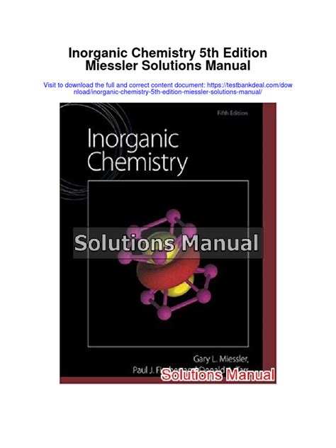 INORGANIC CHEMISTRY MIESSLER 5TH EDITION SOLUTIONS MANUAL Ebook Epub